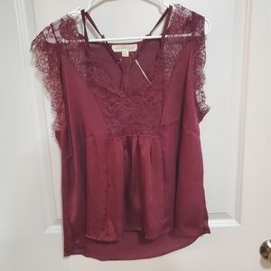 🚨 NWT Lovestitch Sz S Wine Red Lace Blouse